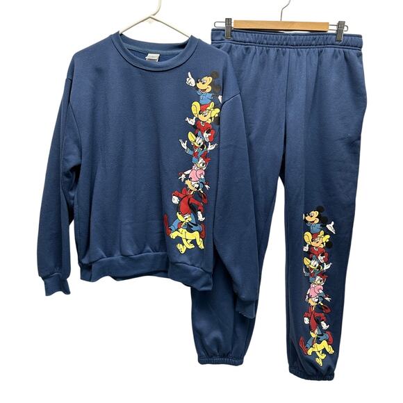 Disney Mickey & Friends Sweatshirt & Joggers Set Blue Med Matching Lounge Set - Picture 1 of 7